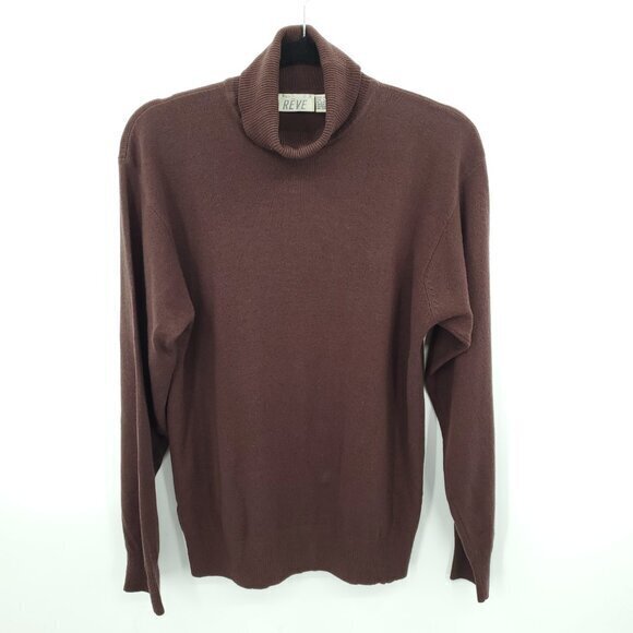 VTG Ton Reve 100% Cashmere Turtleneck Sweater L Brown - Picture 1 of 14
